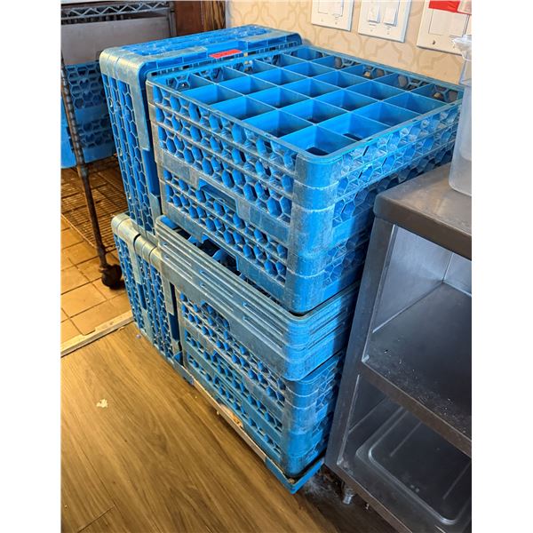 Qty 12 Plastic Compartment Stacking Glass Racks 19.5" x 19.5"