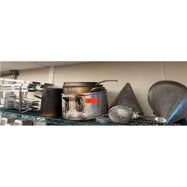 Multiple Stock Pots, Conical Strainers, Chafing Dish Frames, etc Misc Sizes