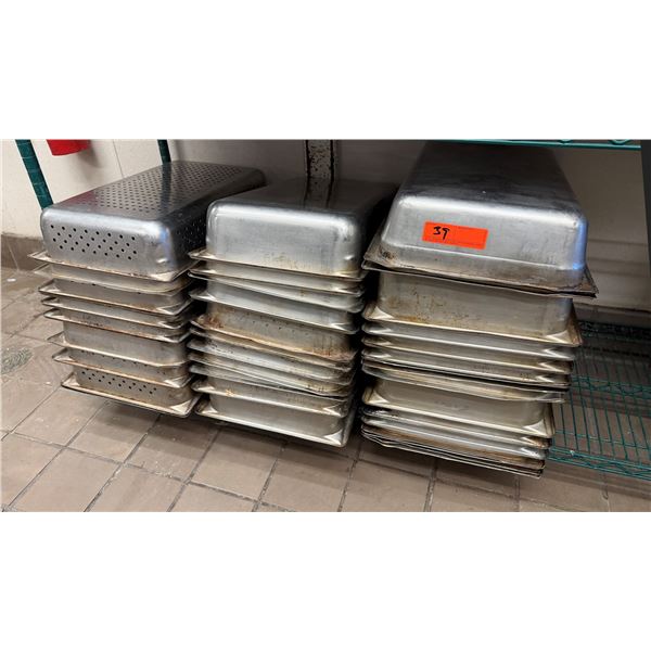 Multiple Metal Food Storage Containers, Some Perforated, Misc Sizes