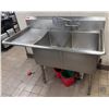 Image 1 : Commercial 2-Basin Utility Sink w/ Drainboard 58" x 30" x 37"H
