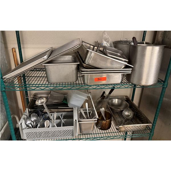Multiple Metal Food Storage Containers w/ Some Lids, Stock Pots & Utensils, Misc Sizes