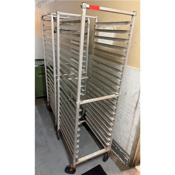 Qty 2 Rolling Sheet Pan Racks (wheels are hard to roll)