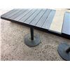Image 18 : Qty 4 Wooden Tables on Pedestal Bases 30" x 24" x 30"H w/ Multiple Chairs 16" x 16" x 32"