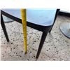 Image 25 : Qty 4 Wooden Tables on Pedestal Bases 30" x 24" x 30"H w/ Multiple Chairs 16" x 16" x 32"