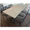 Image 1 : Qty 2 Tables 35" x 35" x 30"H w/ Stone Top & 6 Chairs 15" x 15" x 28"H