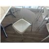 Image 5 : Square Table on Pedestal Base 35" x 35" x 30"  w/ Stone Top & 2 White Chairs 16" x 16" x 31"H