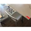 Image 3 : Square Table on Pedestal Base 35" x 35" x 30"  w/ Stone Top & 2 White Chairs 16" x 16" x 31"H