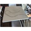 Image 6 : Square Table on Pedestal Base 35" x 35" x 30"  w/ Stone Top & 2 White Chairs 16" x 16" x 31"H