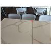 Image 10 : Qty 2 Tables 35" x 35" x 30"H w/ Stone Top & 6 White Chairs 16" x 16" x 31"H