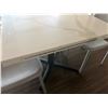Image 3 : Qty 2 Tables 35" x 35" x 30"H w/ Stone Top & 6 White Chairs 16" x 16" x 31"H