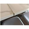 Image 5 : Qty 2 Tables 35" x 35" x 30"H w/ Stone Top & 6 White Chairs 16" x 16" x 31"H