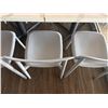 Image 7 : Qty 2 Tables 35" x 35" x 30"H w/ Stone Top & 6 White Chairs 16" x 16" x 31"H
