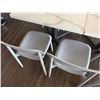 Image 8 : Qty 2 Tables 35" x 35" x 30"H w/ Stone Top & 6 White Chairs 16" x 16" x 31"H