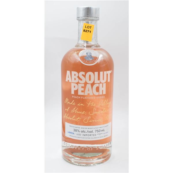 ABSOLUT PEACH PEACH FLAVORED VODKA 38% 750ML