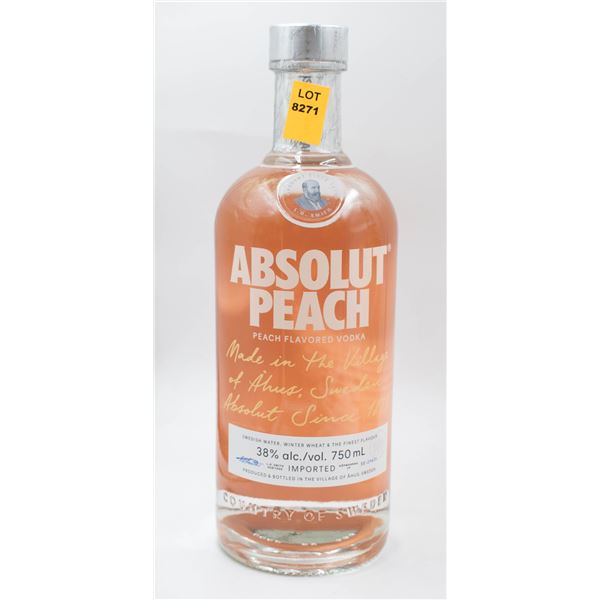 ABSOLUT PEACH PEACH FLAVORED VODKA 38% 750ML
