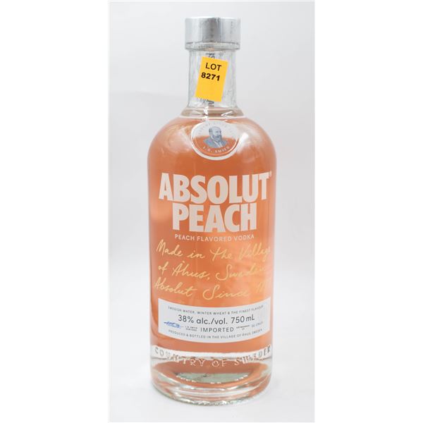 ABSOLUT PEACH PEACH FLAVORED VODKA 38% 750ML