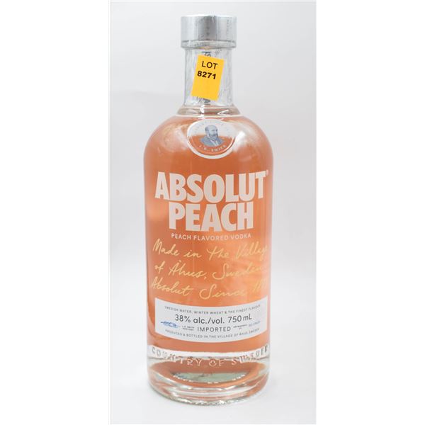ABSOLUT PEACH PEACH FLAVORED VODKA 38% 750ML