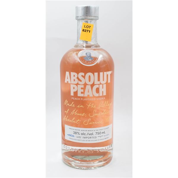 ABSOLUT PEACH PEACH FLAVORED VODKA 38% 750ML