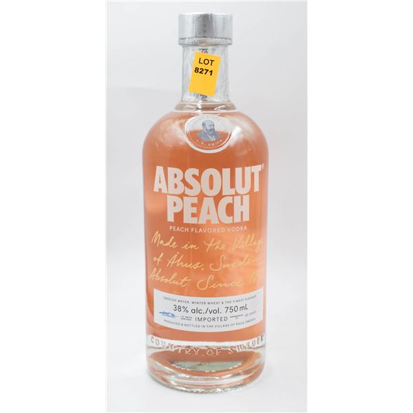 ABSOLUT PEACH PEACH FLAVORED VODKA 38% 750ML
