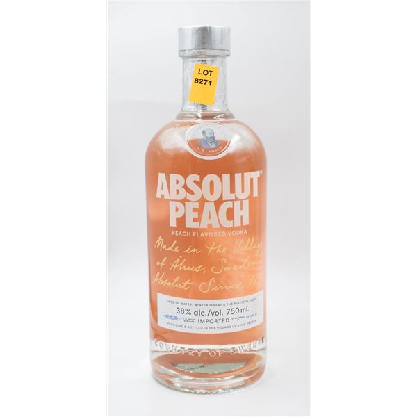 ABSOLUT PEACH PEACH FLAVORED VODKA 38% 750ML