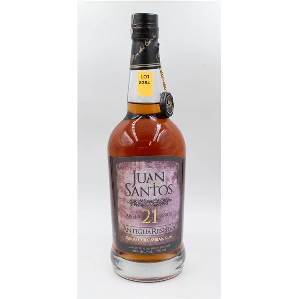 JUAN SANTOS 21 YEAR AGED COLOMBIAN RUM 750ML 40%
