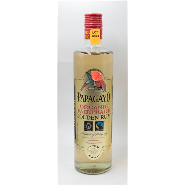 ORGANIC PAPAGAYO GOLDEN RUM 700ML 37.5%