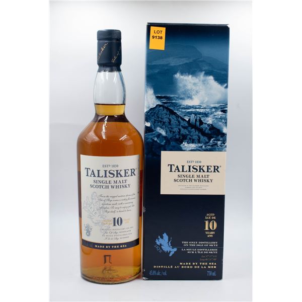 TALISKER SINGLE MALT SCOTCH WHISKY 10 YEAR AGED