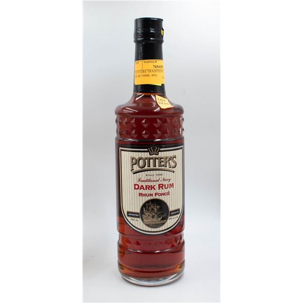 POTTERS TRADITIONAL NAVY DARK RUM 750ML 40%