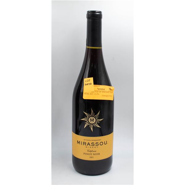 750ML BOTTLE OF MIRASSOU PINOT NOIR 2021 13.5%