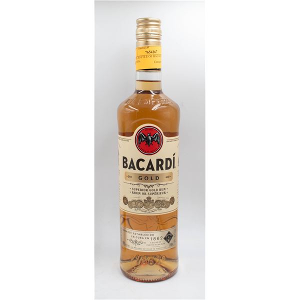 750ML BOTTLE OF BACARDI GOLD RUM 40%