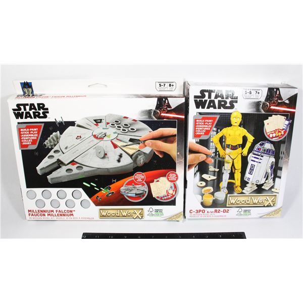 STAR WARS WOOD WORKS MILLENNIUM FALCON + C3PO/R2D2 — image 31
