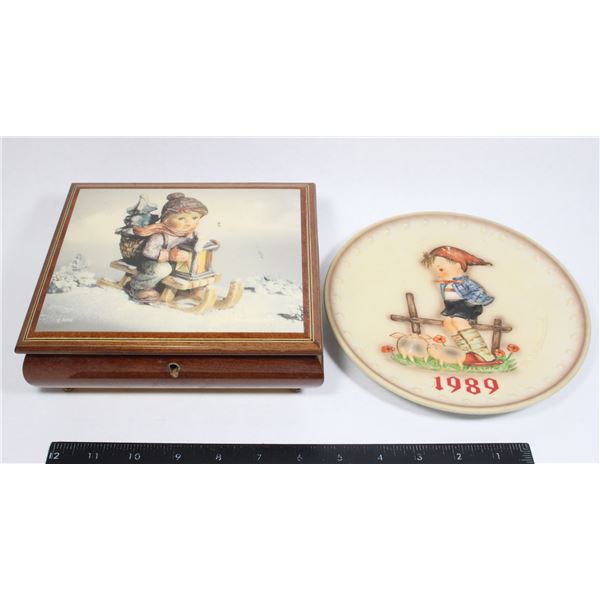 HUMMEL MUSICAL BOX WITH KEY + 1989 HUMMEL PLATE — image 39