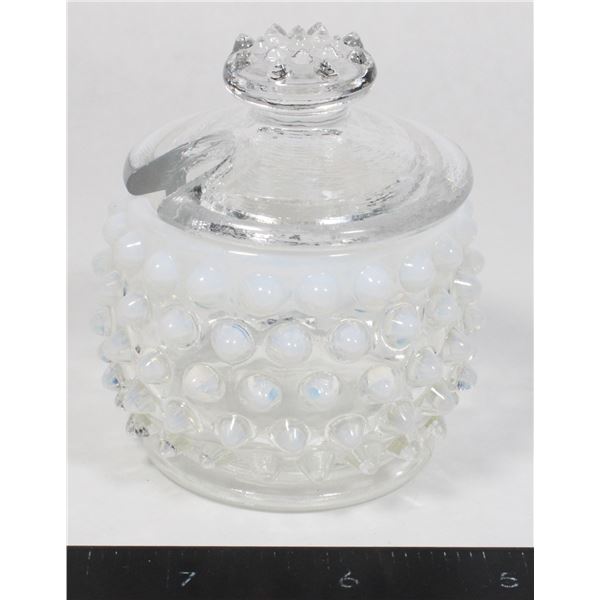 FENTON OPALESCENT HOBNAIL JAR