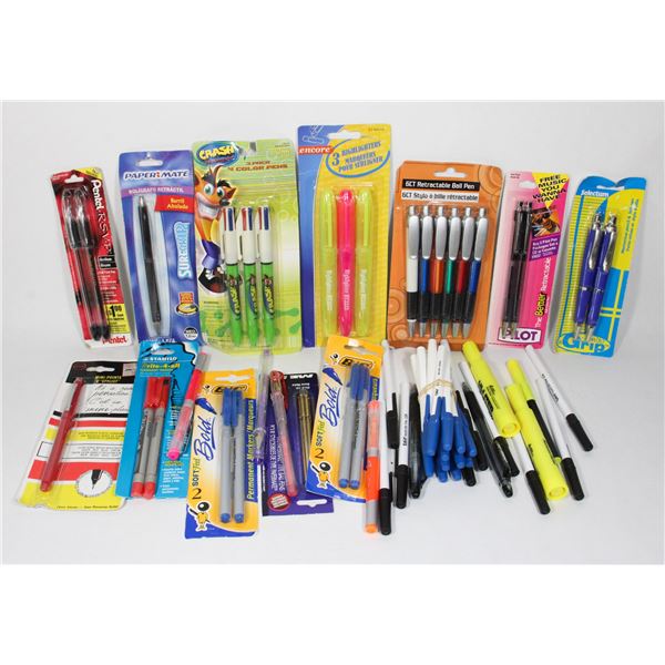 LOT OF STATIONARY PENS MARKERS ETC SOME BRAND NEW