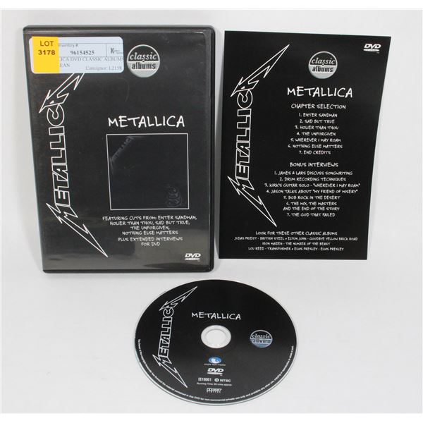 METALLICA DVD CLASSIC ALBUMS DISC CLEAN