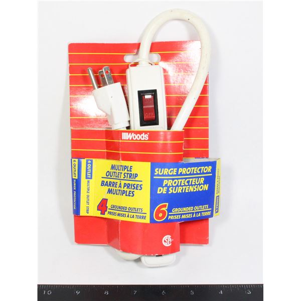 WOODS WHITE POWER BAR WITH 4 GROUNDED OUTLETS &