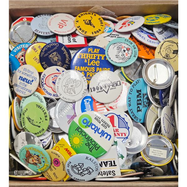LARGE BOX HUNDREDS OF OLD BUTTON PINS