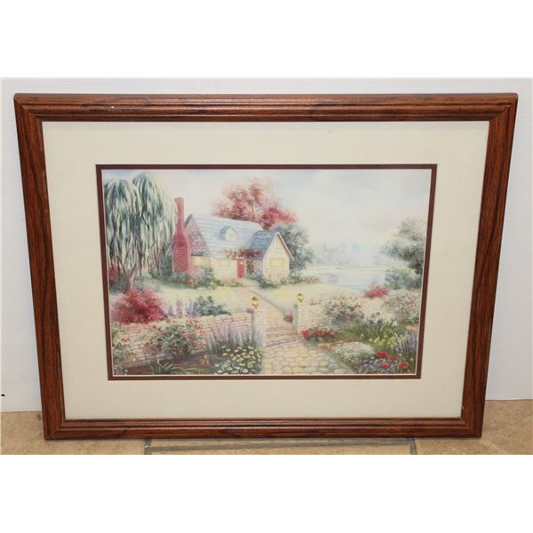 FRAMED COUNTRY COTTAGE MATTED WATERCOLOUR PRINT