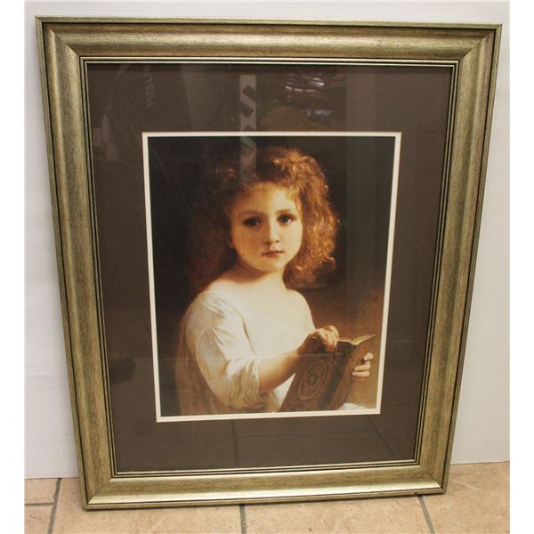 FRAMED PRINT"THE STORY BOOK" BY WILLIAM BOUGUEREAU
