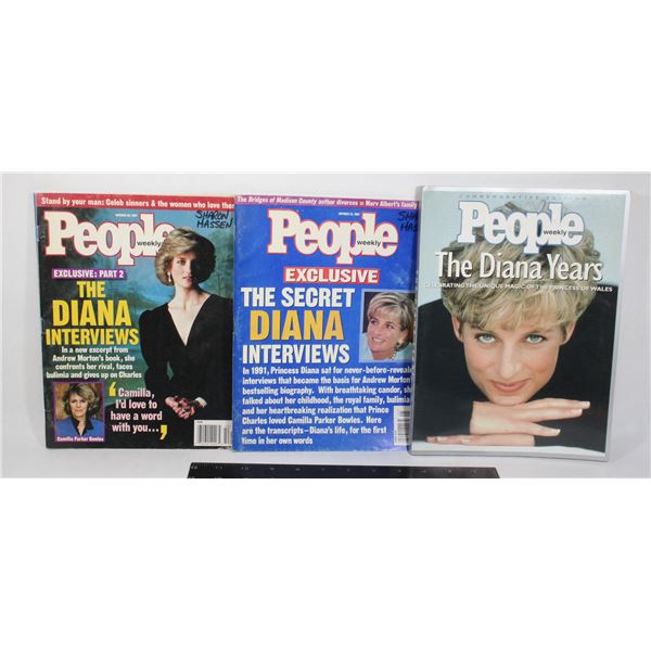 THREE PRINCESS DIANA PEOPLE WEEKLY MAGAZINES