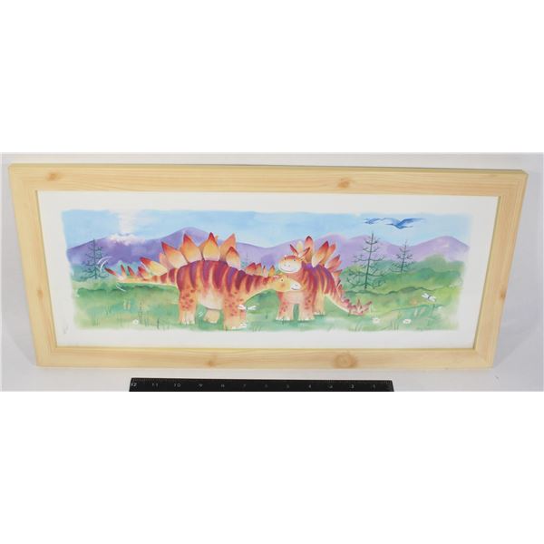 FRAMED CHILDRENS WALL ART FEATURING DINOSAUR