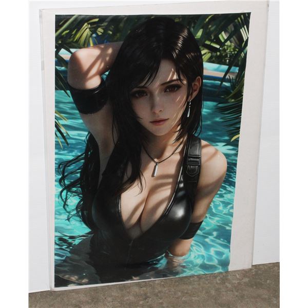 NEW ANIME GIRL IN POOL CANVAS POSTER ON CARBOARD