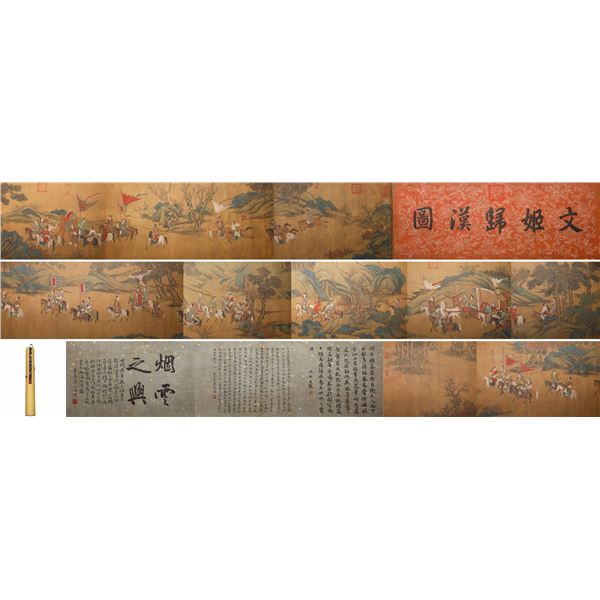 QIU YING (C. 1498-1552) OF THE MING DYNASTY, "THE RETURN OF PRINCESS WENJI TO HAN", A LONG SCROLL OF