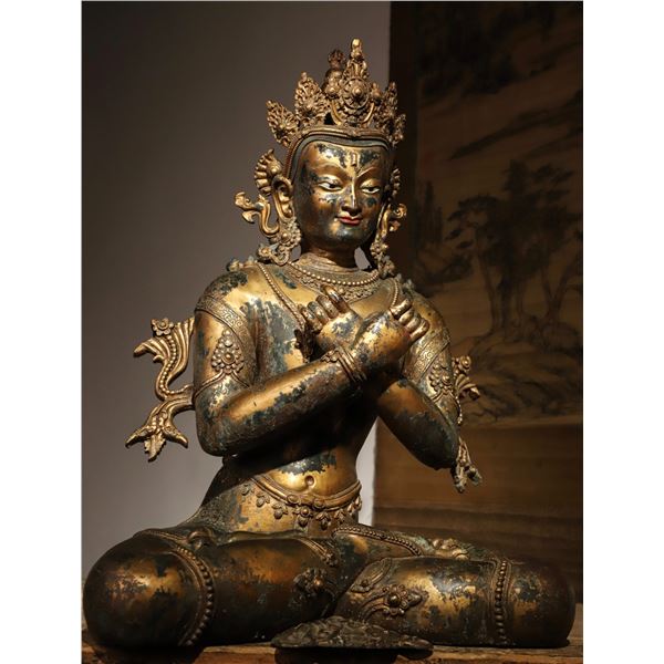MING DYNASTY TIBETAN VAJRA MASTER STATUE