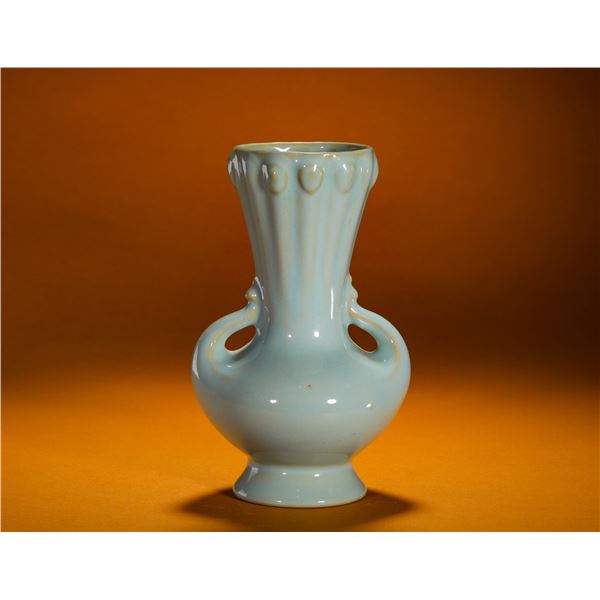 NORTHERN SONG DYNASTY RU KILN SKY BLUE GLAZED DOUBLE PHOENIX EAR FLOWER-MOUTHED VASE