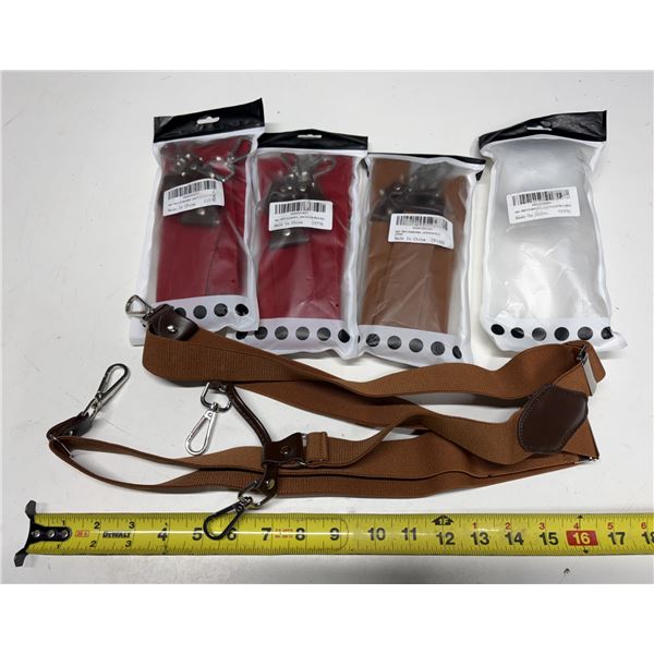 (4) Men's Suspenders (Herren-Hosenträger).  (New) - (Two Red and Two Brown)