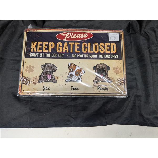 Metal sign, 12x8", Gate sign