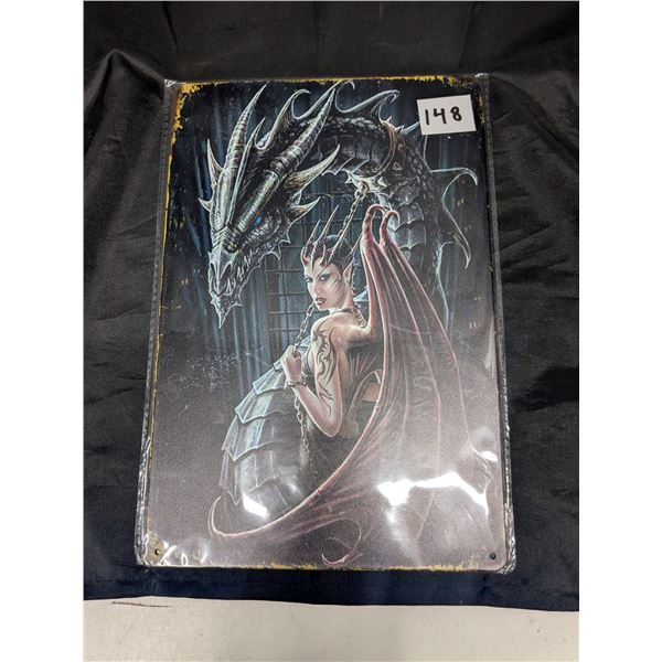Metal sign, 12x8", Dragon