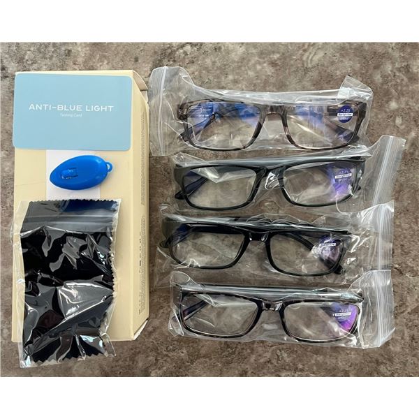Lot of 4 reading glasses (+2.25). New. Never used.