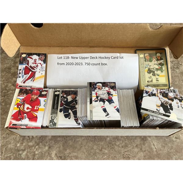 Newer Upper Deck Hockey Card lot from 2020-2023. 750 count box. Some duplicates.